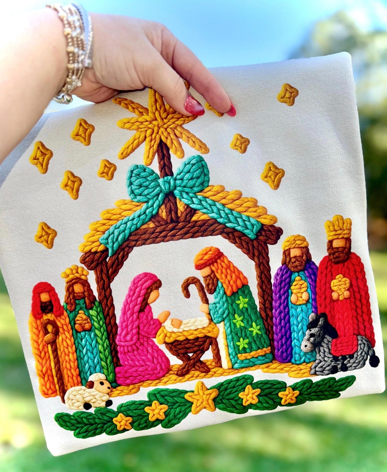 Nativity Faux Yarn Graphic T-Shirt