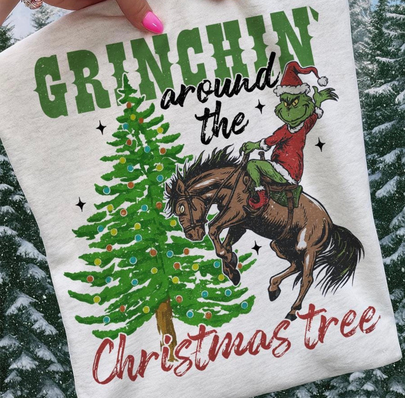 Grinchin’ Around The Christmas Tree Graphic T-Shirt