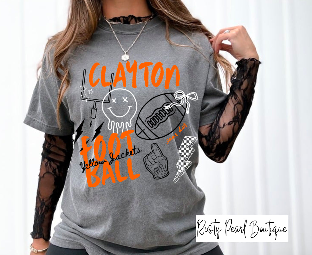 Clayton Yellow Jackets Football Graphic T-Shirt