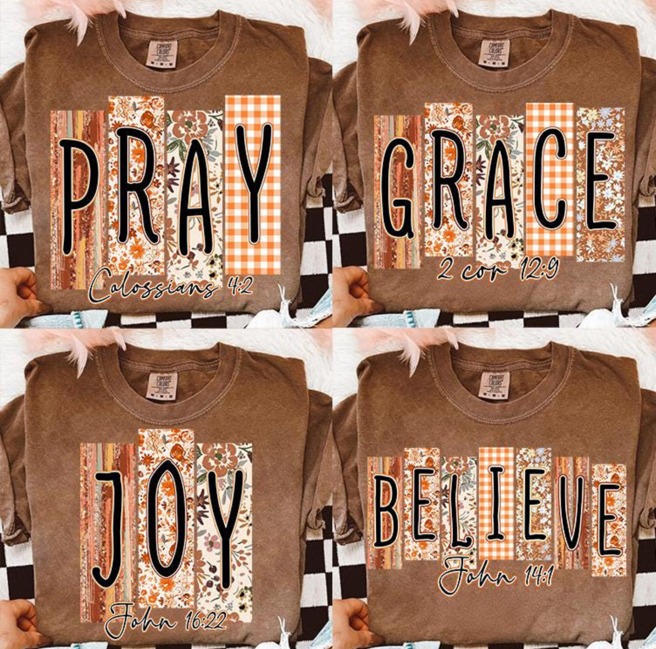 Pray, Believe, Joy & Grace Fall Graphic Tees