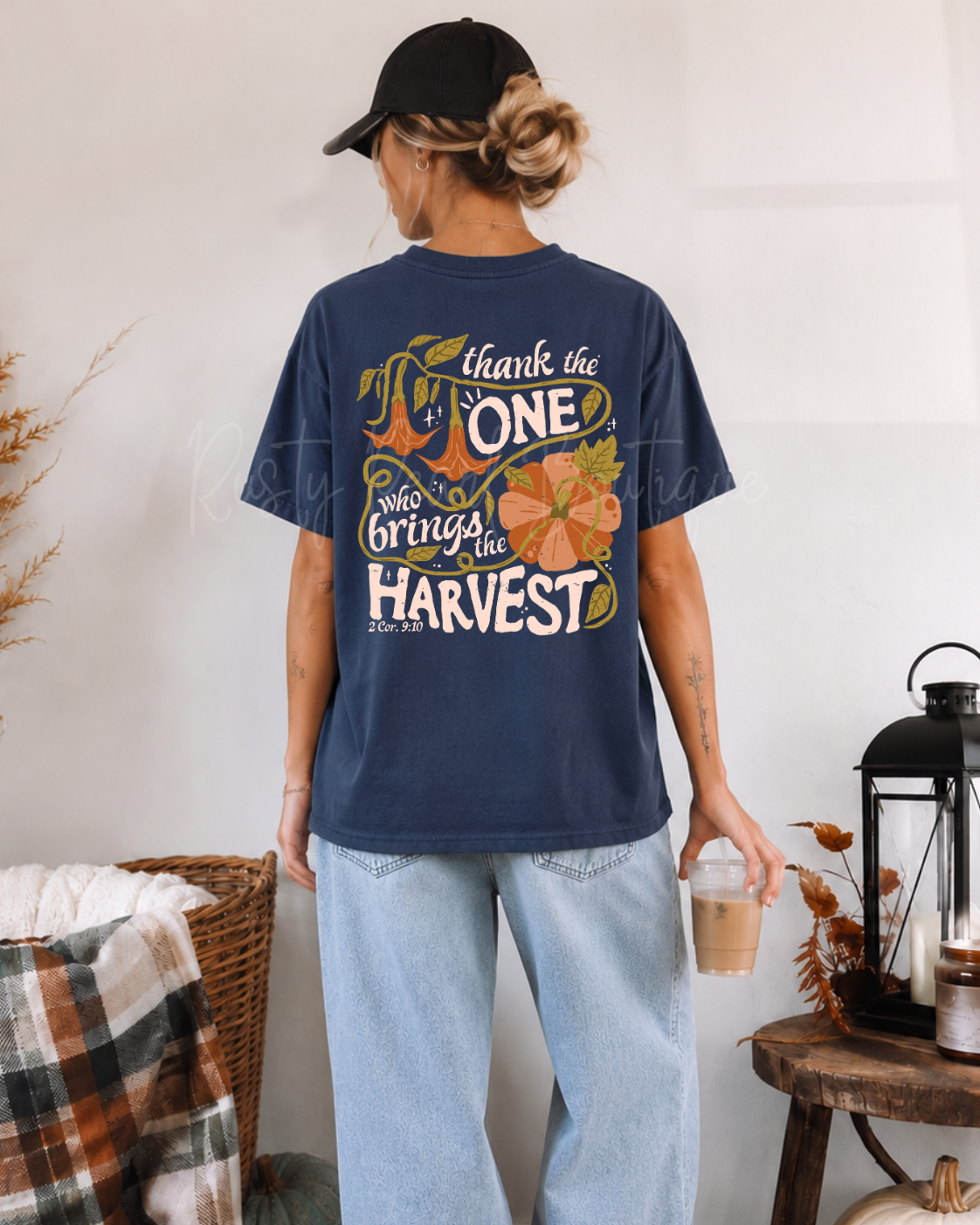 Thank The One Who Brings The Harvest Graphic T-Shirt - Front & Back!