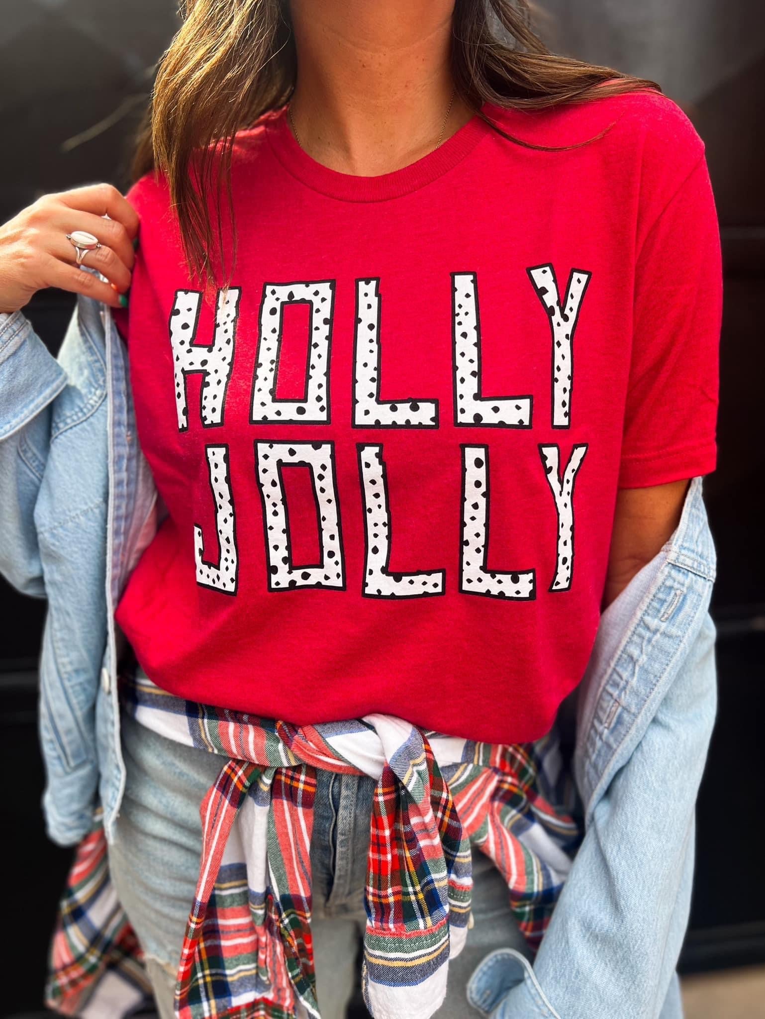 Holly Jolly Christmas Graphic Tee - PREORDER