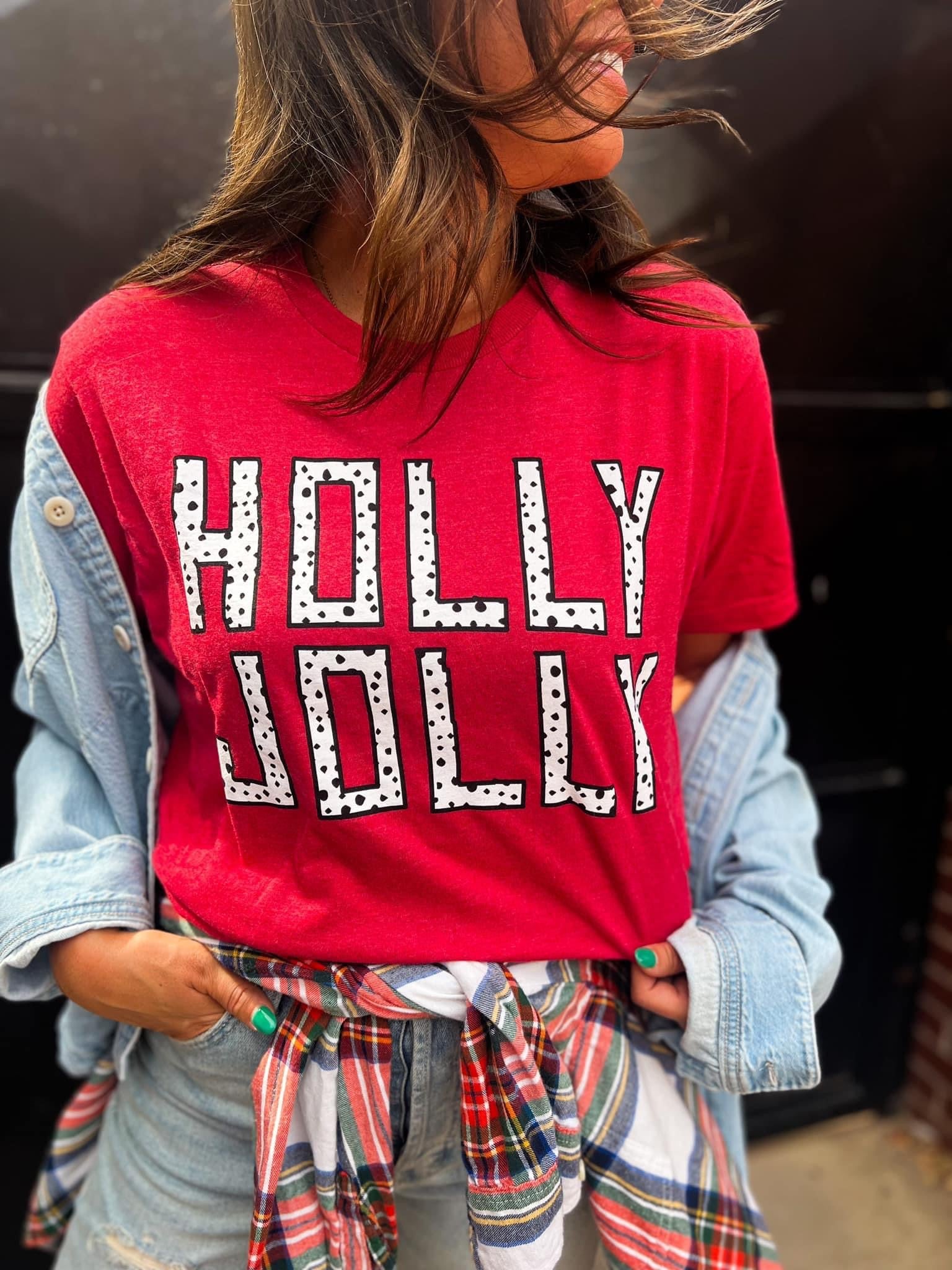 Holly Jolly Christmas Graphic Tee - PREORDER