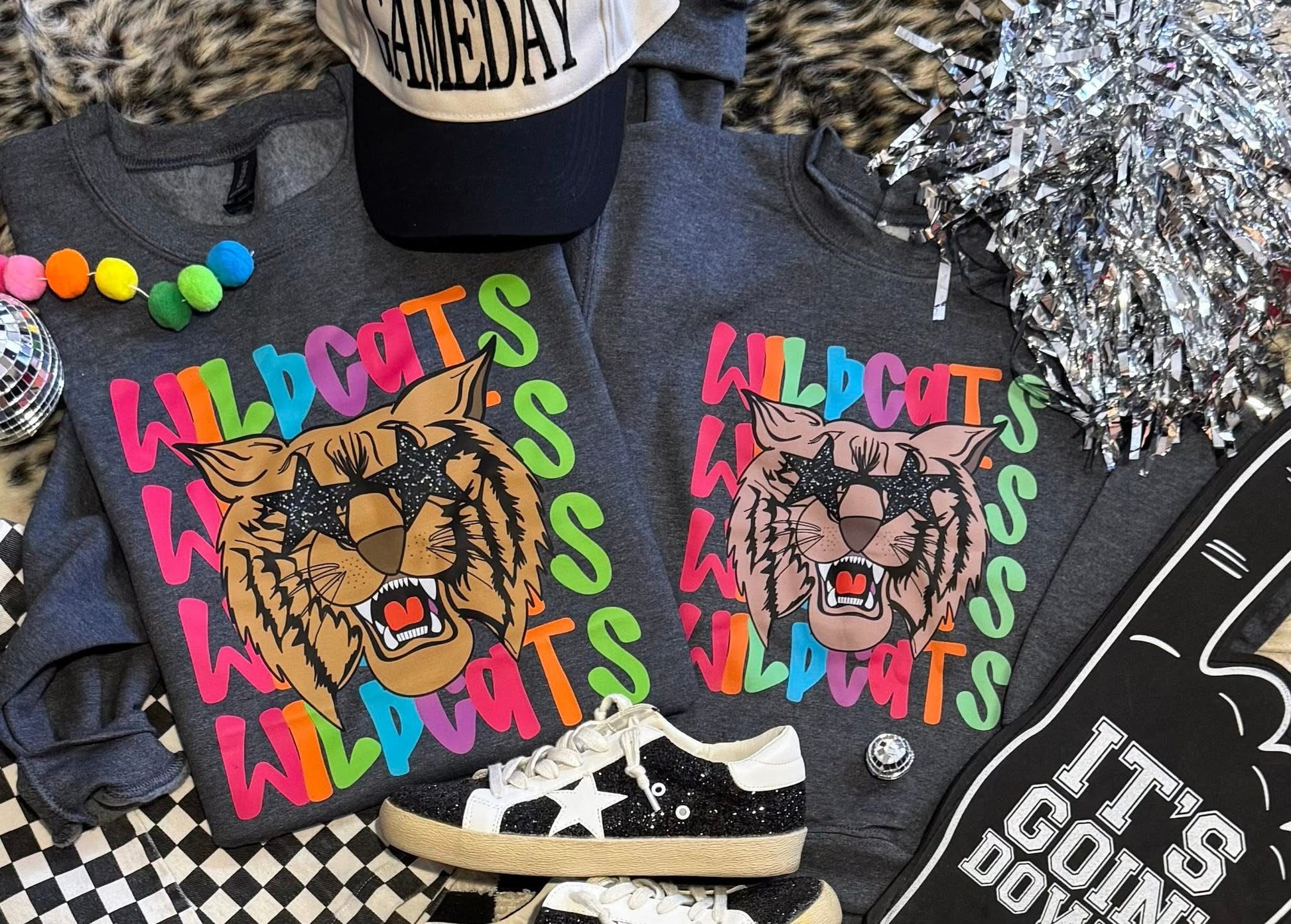 Wildcats Neon Mascot Graphic Sweatshirts