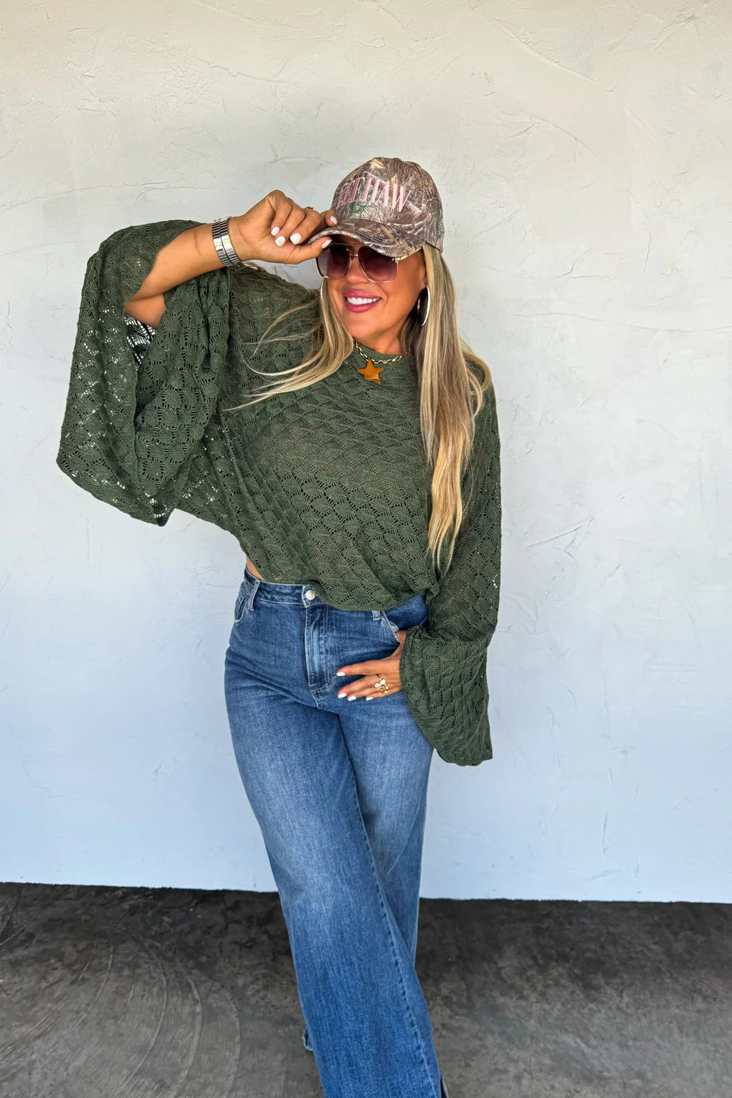 OLIVE FREE SPIRIT BELL SLEEVE TOP