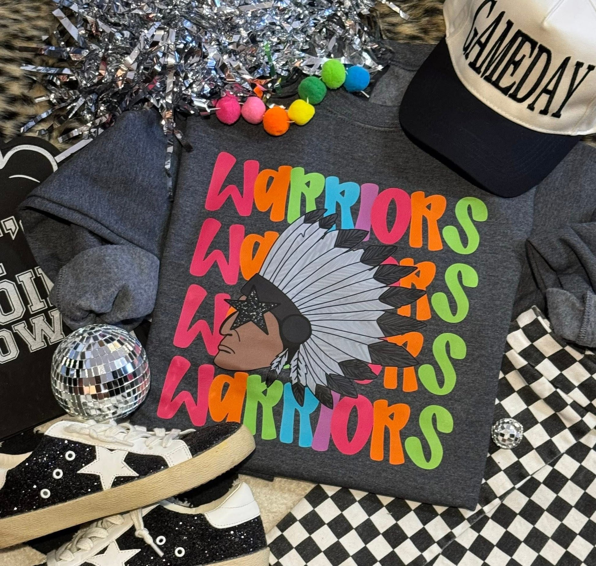 Warriors Neon Mascot Graphic Sweatshirts