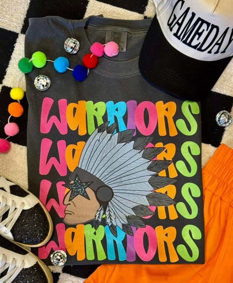 Warriors Neon Mascot Graphic T-Shirts