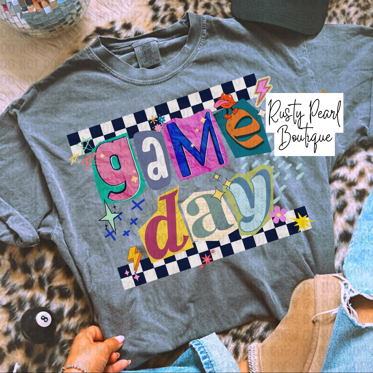 Retro Checker Colorful Game Day Graphic T-Shirt