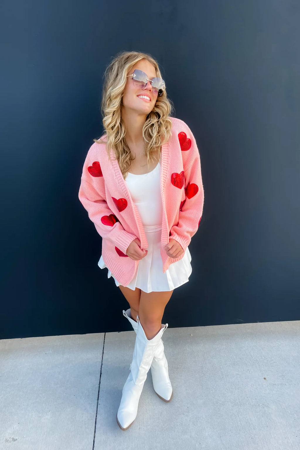 Be Mine Sequin Heart Sweater Red & Pink