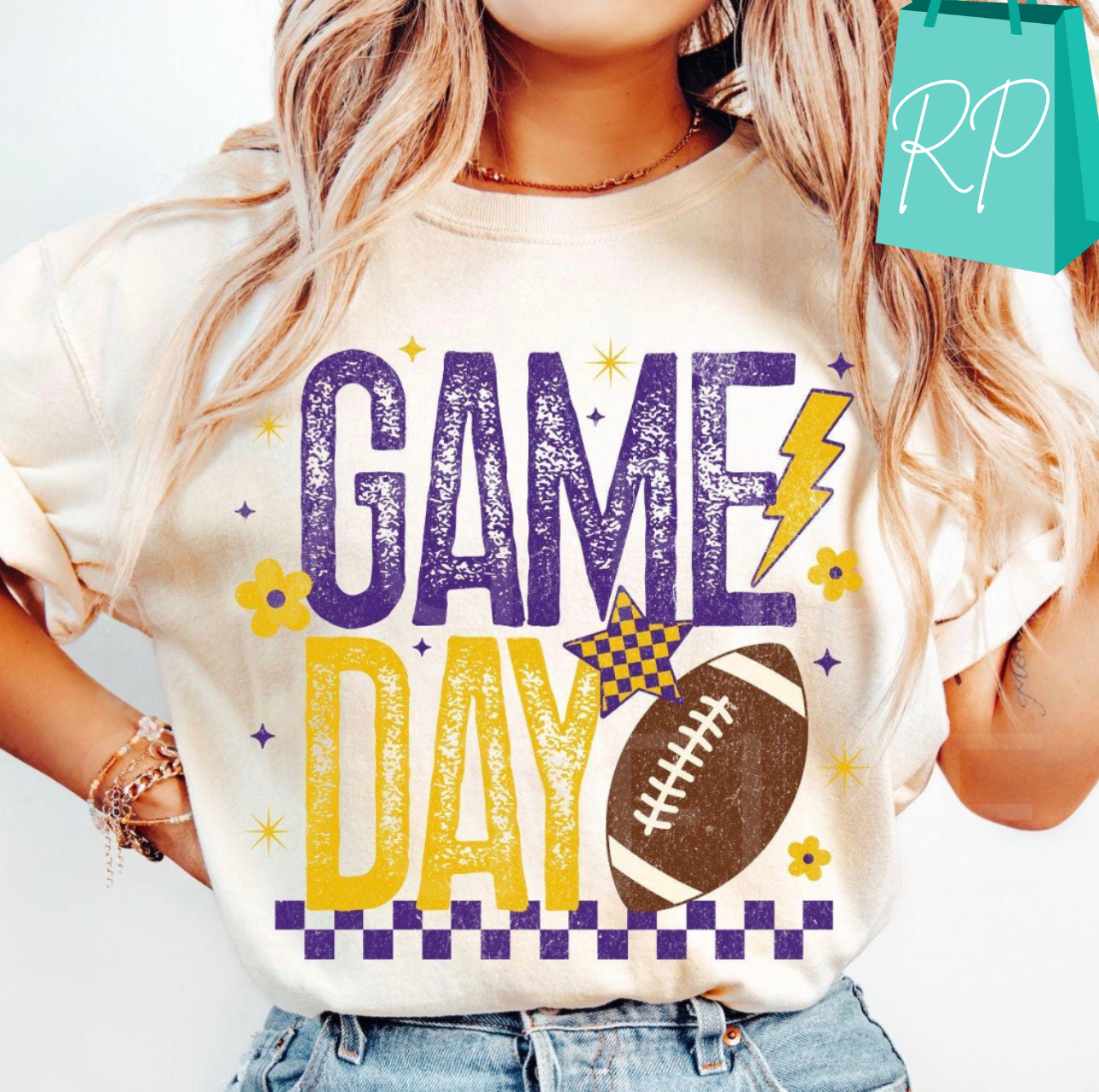Purple & Gold Football Game Day Graphic T-Shirt