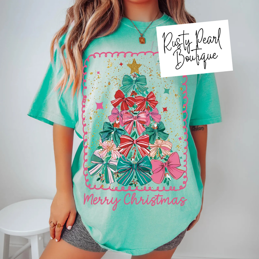 Merry Christmas Bows Graphic T-Shirt