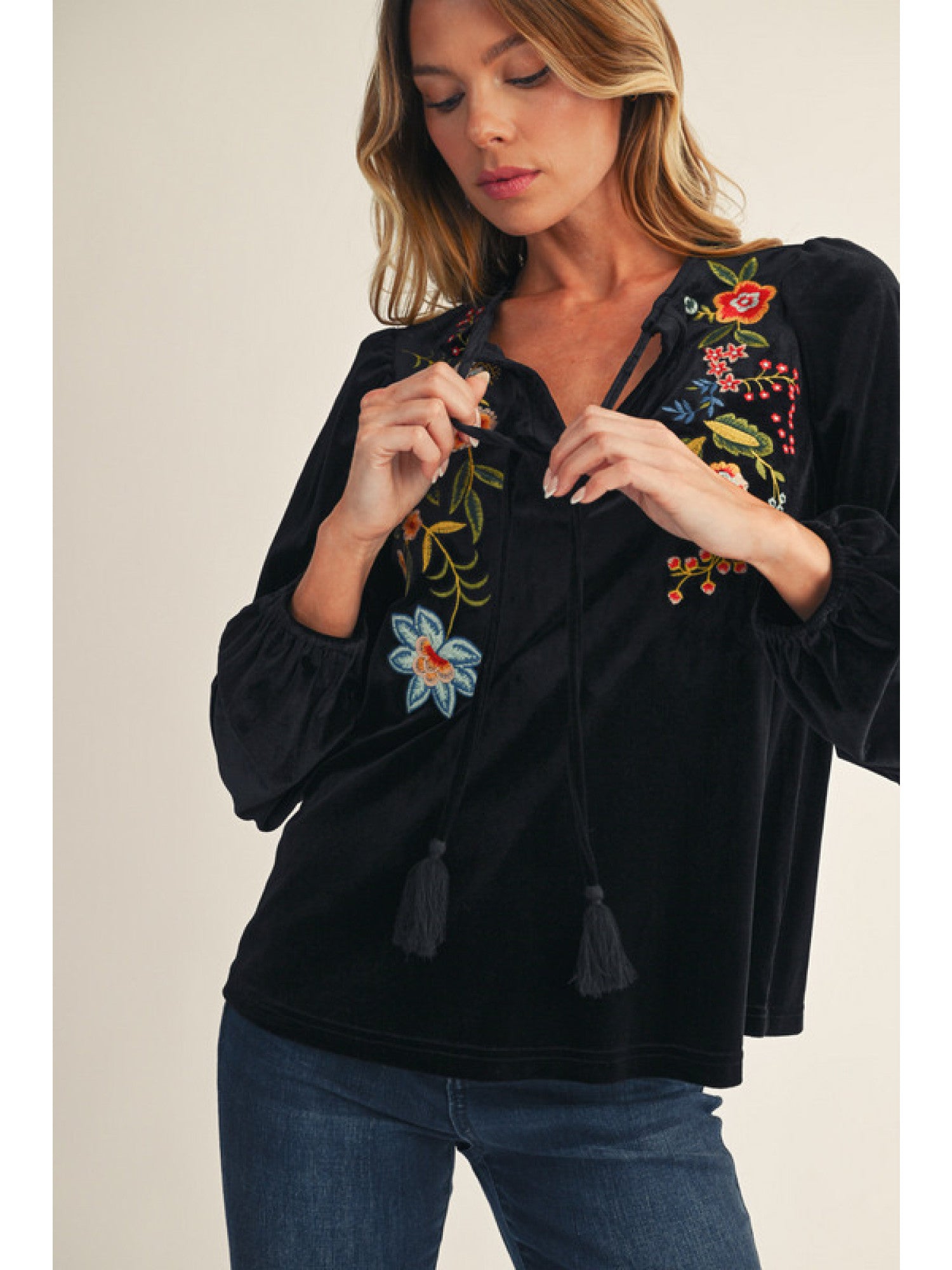 Molly’s Velvet Peasant Top
