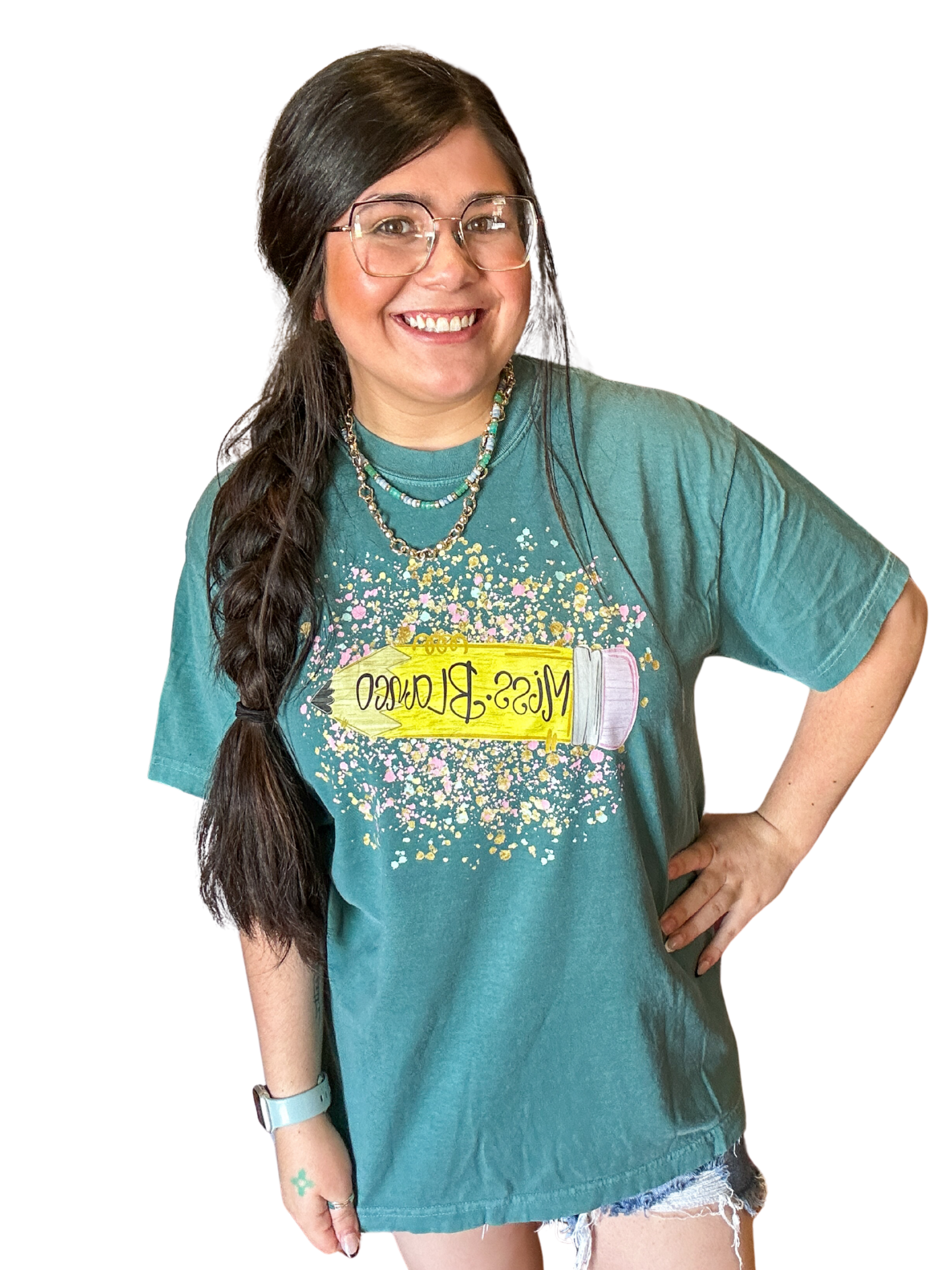 Custom Name Teacher Pencil Graphic T-Shirt