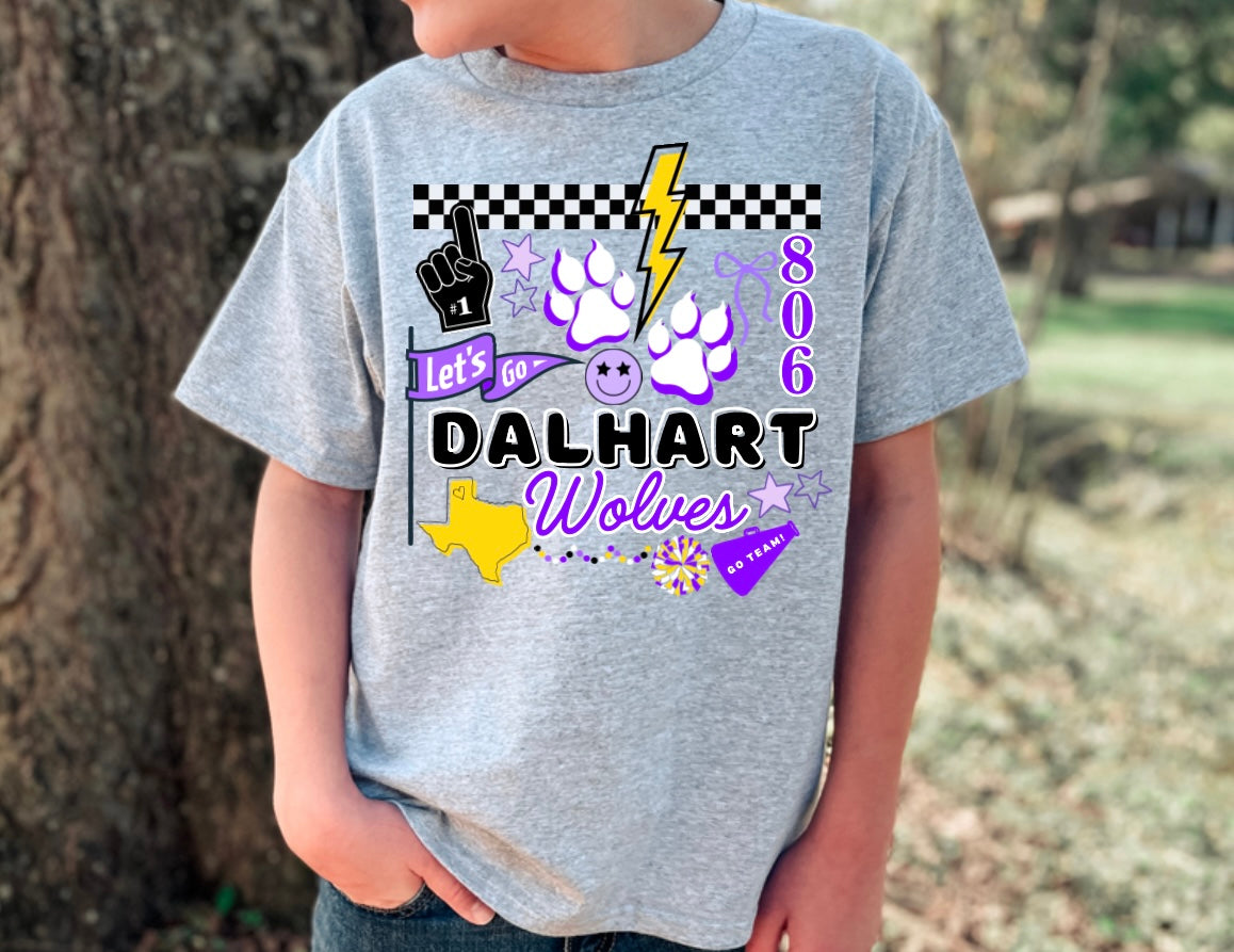 Dalhart Wolves Mascot Cluster Tee - School Spirit!
