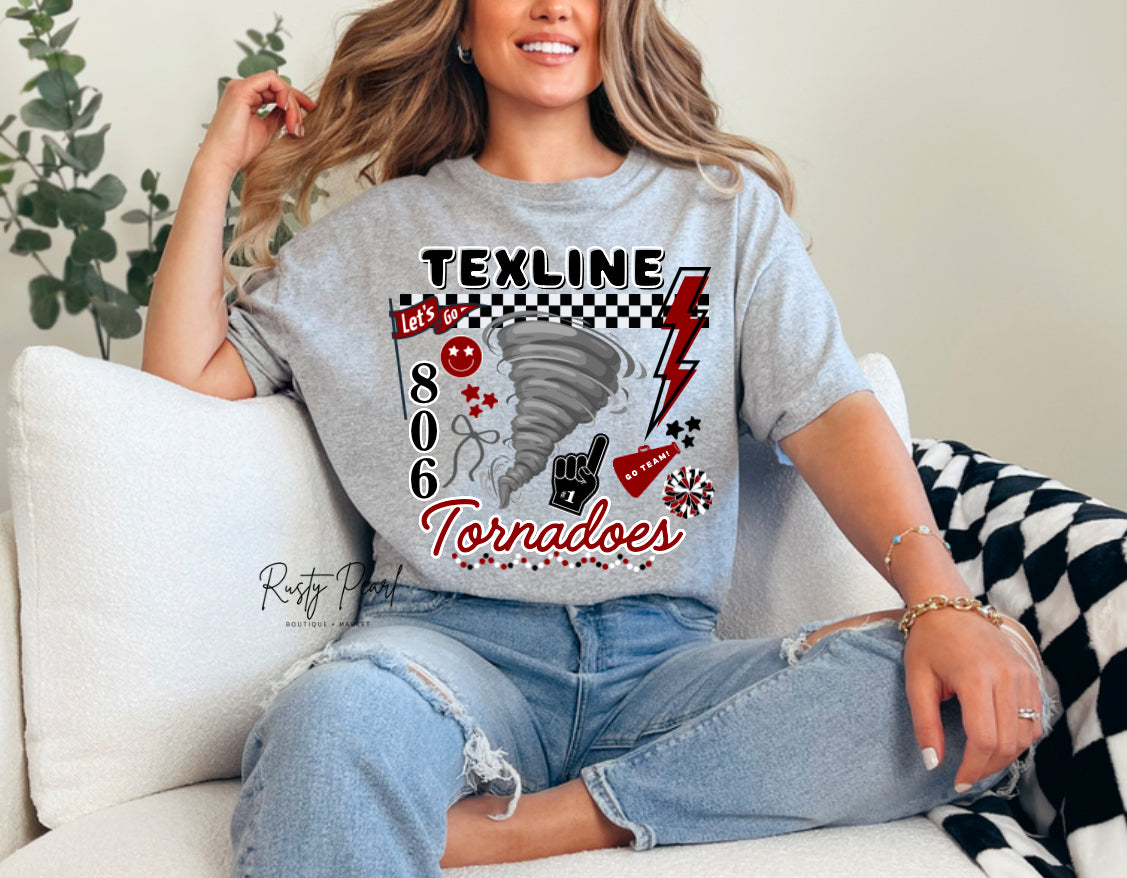 Texline Tornadoes Mascot Cluster Tee - School Spirit!