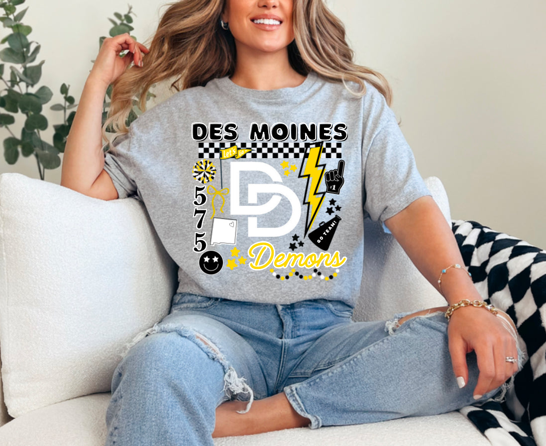 Des Moines Demons Mascot Cluster Tee - School Spirit!
