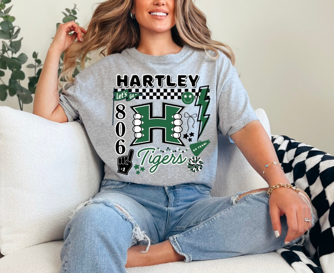 Hartley Tigers Mascot Cluster Tee - School Spirit!
