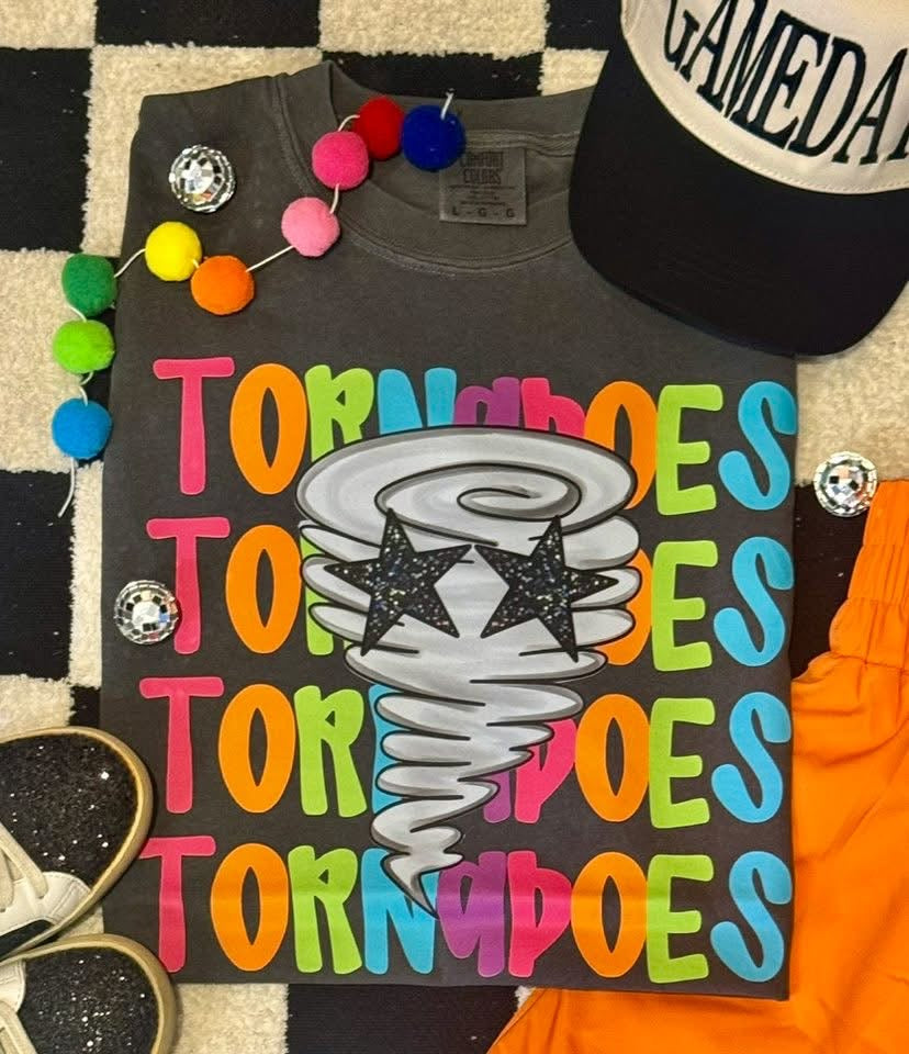 Tornadoes Neon Mascot Graphic T-Shirts