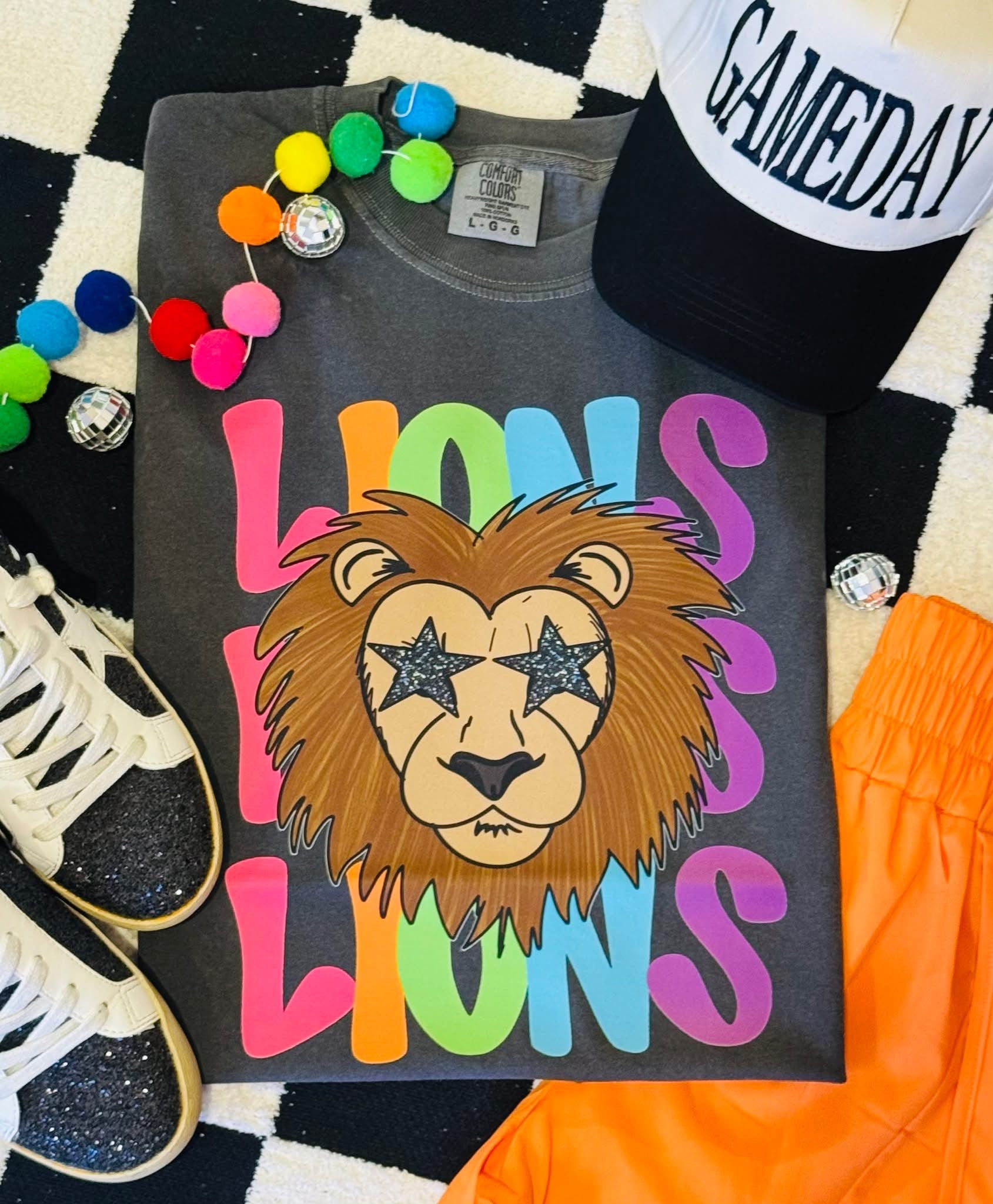 Lions Neon Mascot Graphic T-Shirts