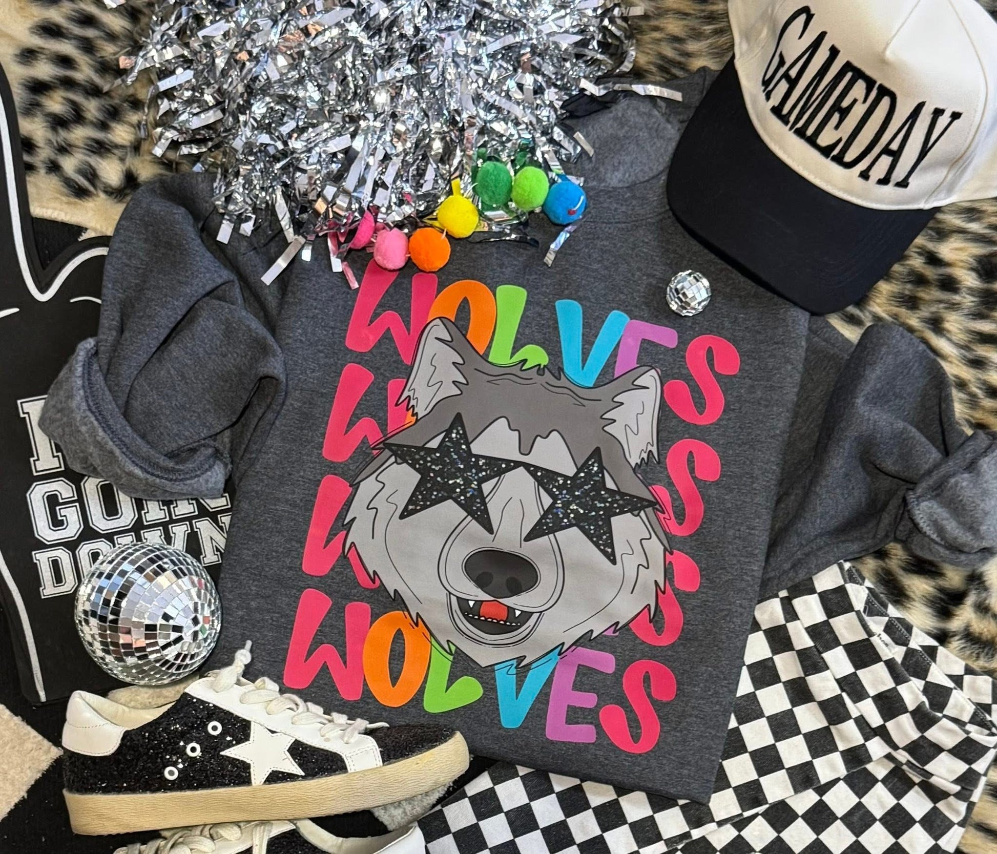Wolves Neon Mascot Graphic Sweatshirts