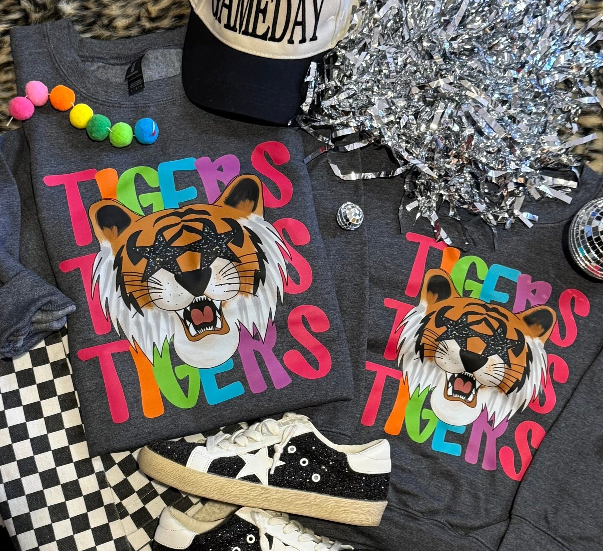 Tigers Neon Mascot Graphic Sweatshirts
