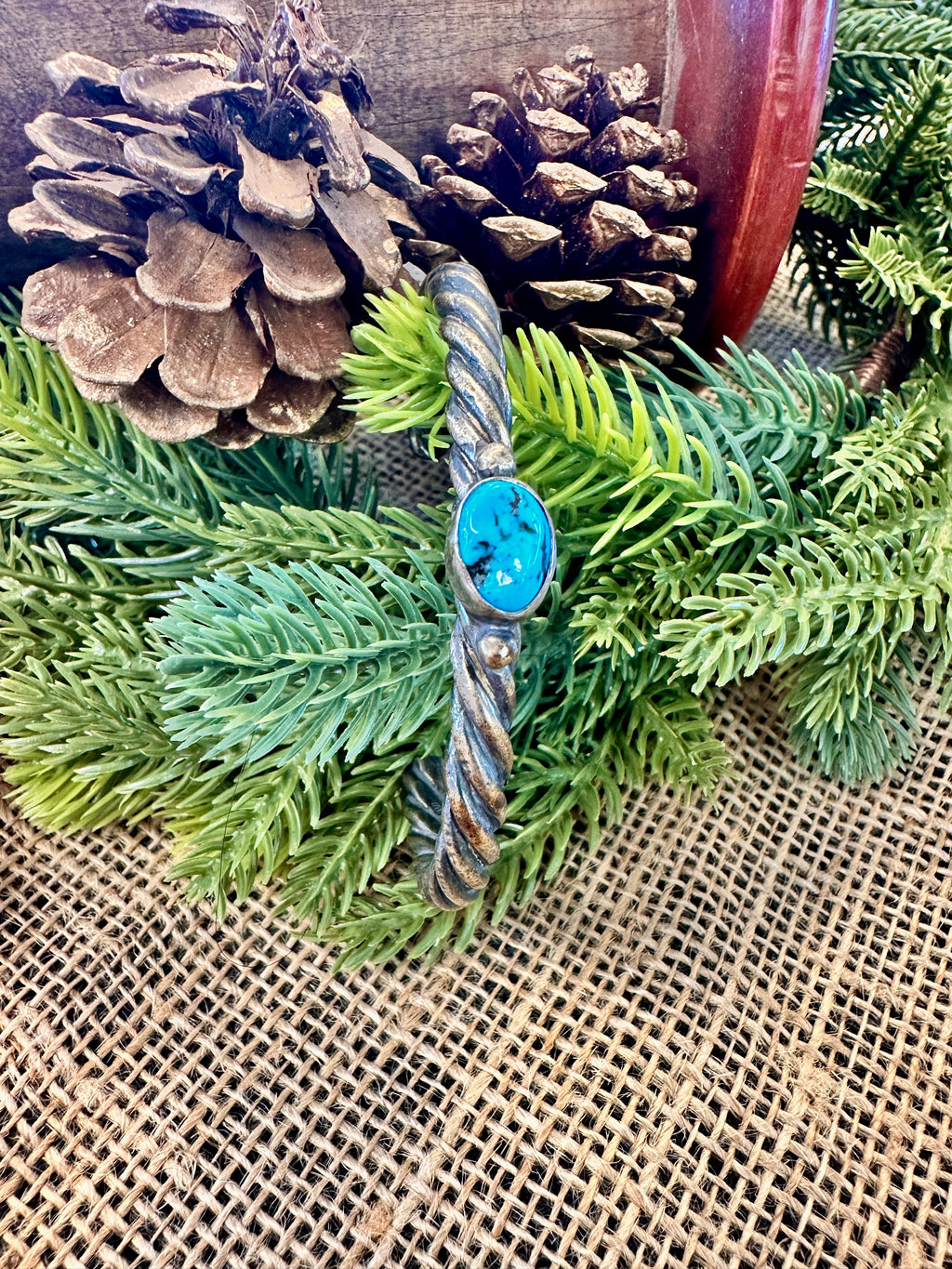 Blue Turquoise Small Stone Sterling Silver Cuff Bracelet