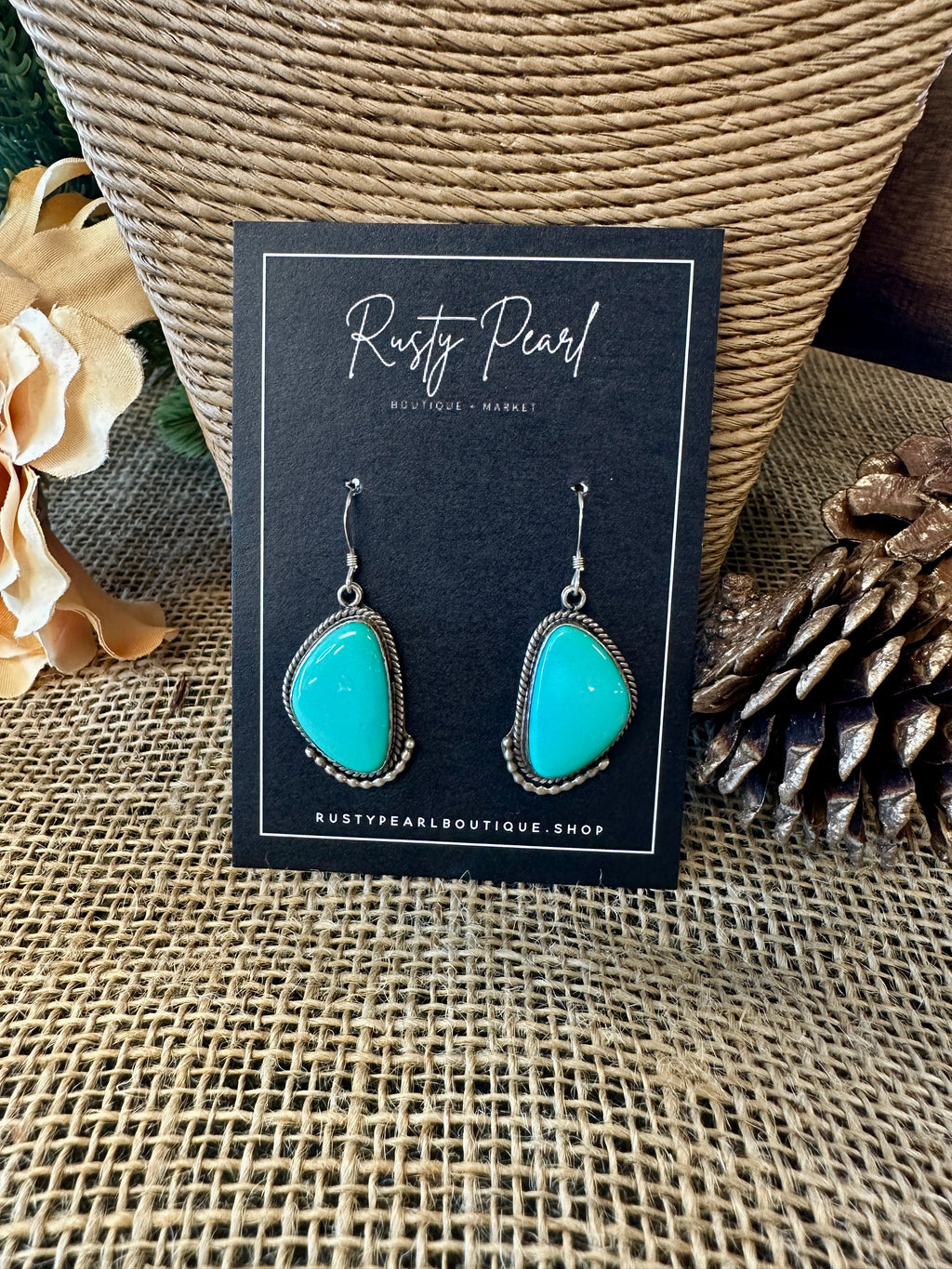 Authentic Green Turquoise Dangle Earrings
