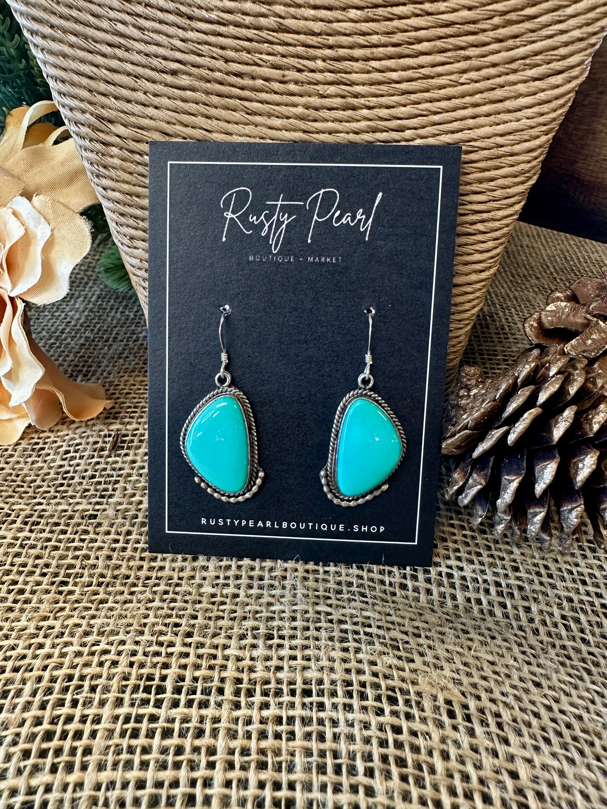 Authentic Green Turquoise Dangle Earrings