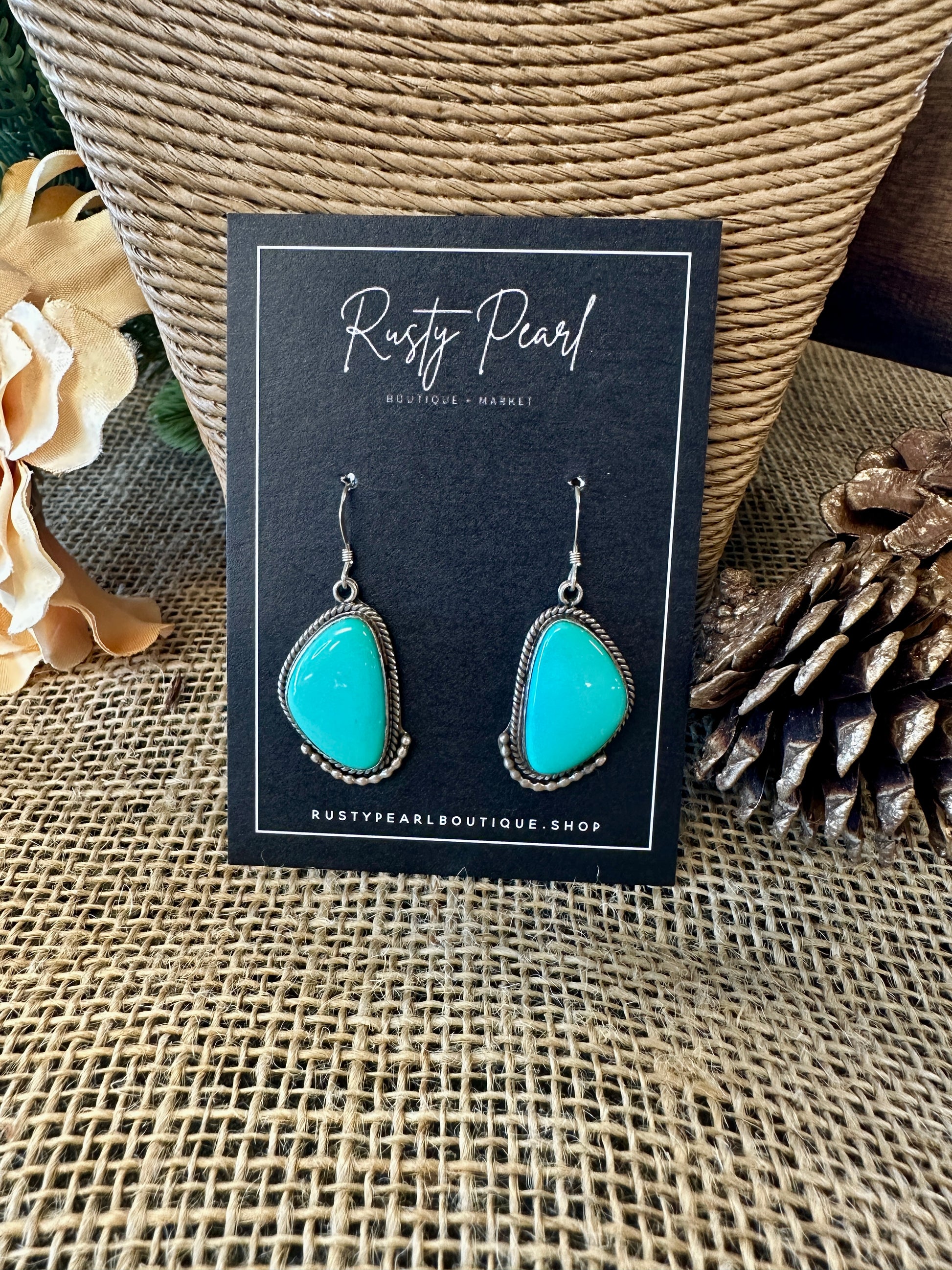 Authentic Green Turquoise Dangle Earrings