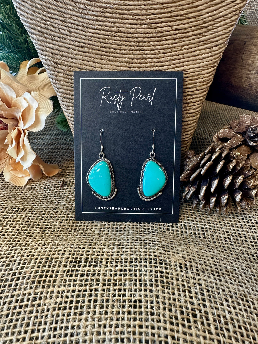Authentic Green Turquoise Dangle Earrings