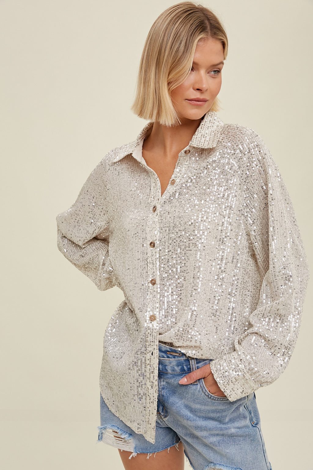 California Girls Sequin Button Up Shacket
