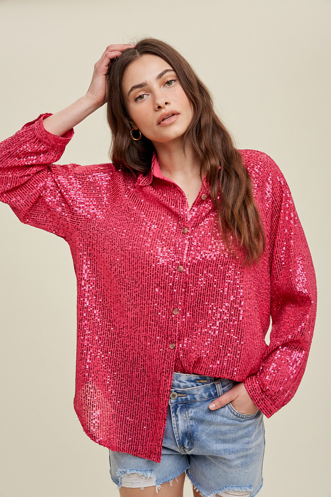 California Girls Sequin Button Up Shacket