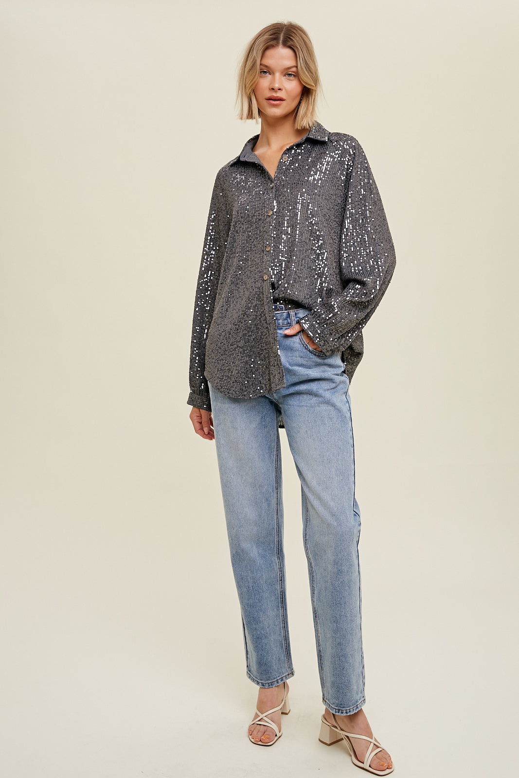 California Girls Sequin Button Up Shacket