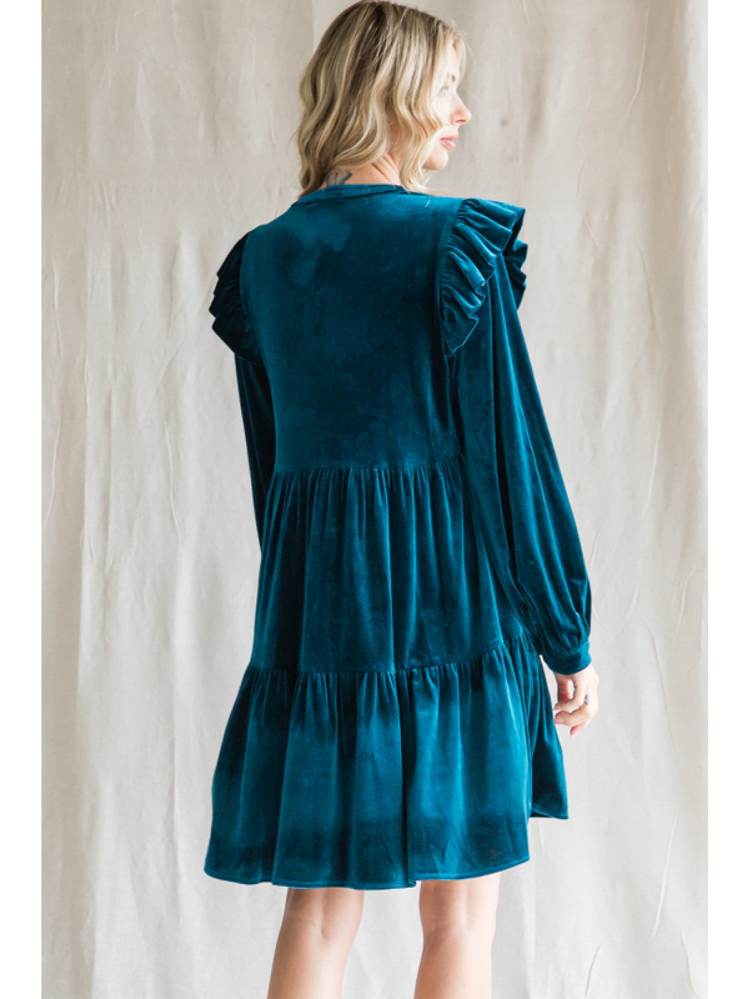 As Free As The Wind V Neck Velvet Dress