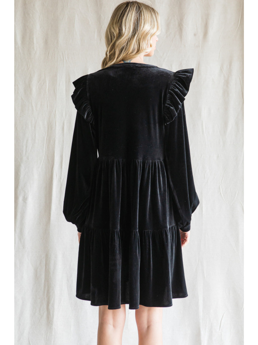 As Free As The Wind V Neck Velvet Dress