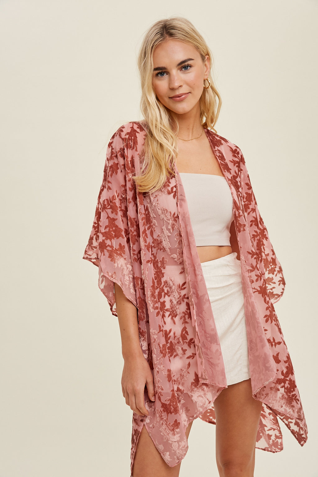 Hug Me Tighter Velvet Floral Cardigan - Rose & Champagne