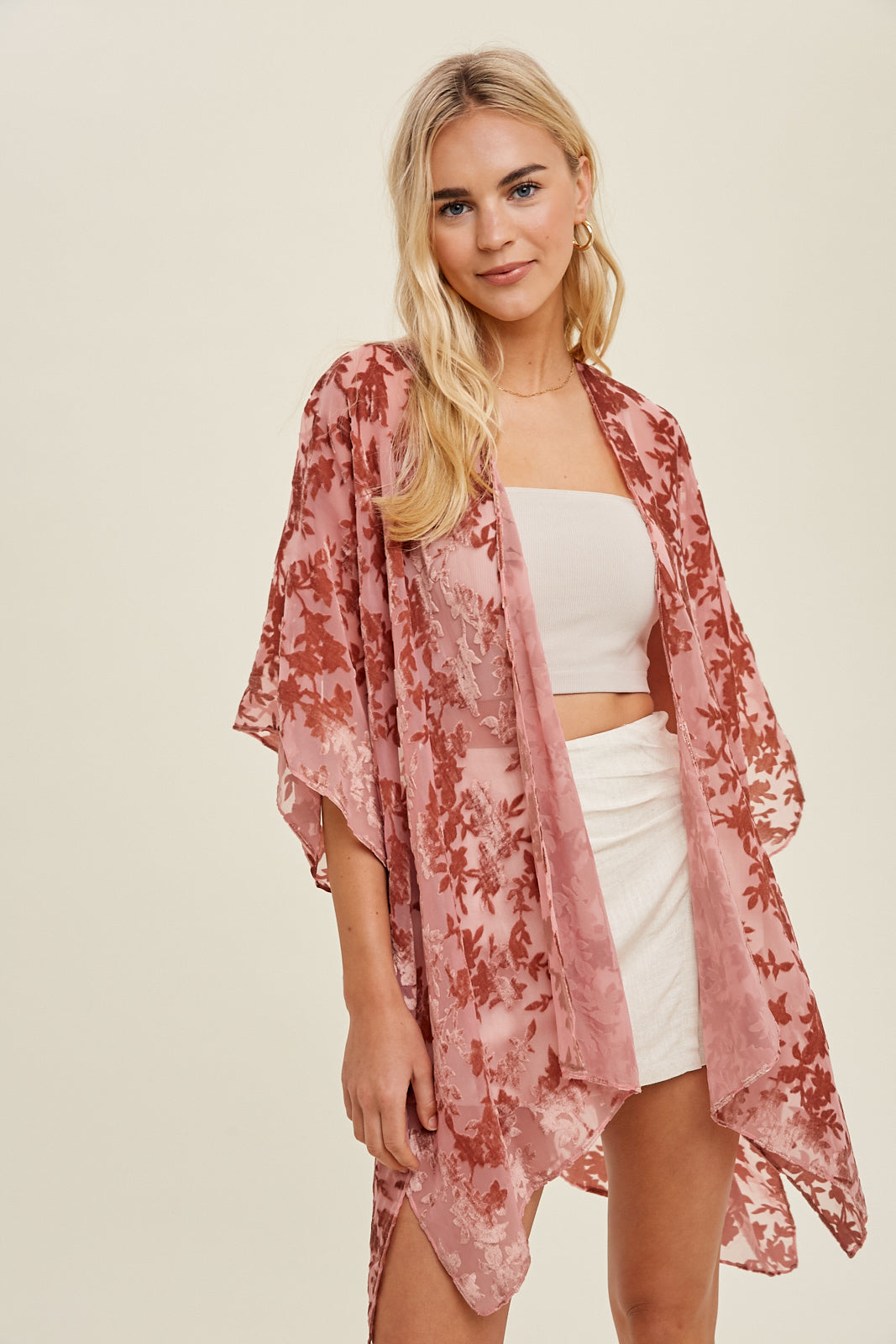 Hug Me Tighter Velvet Floral Cardigan - Rose & Champagne