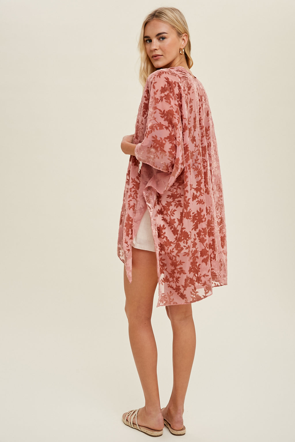 Hug Me Tighter Velvet Floral Cardigan - Rose & Champagne