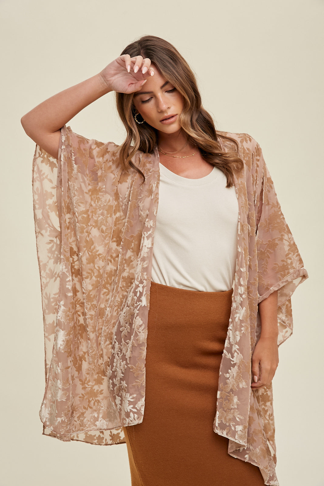 Hug Me Tighter Velvet Floral Cardigan - Rose & Champagne