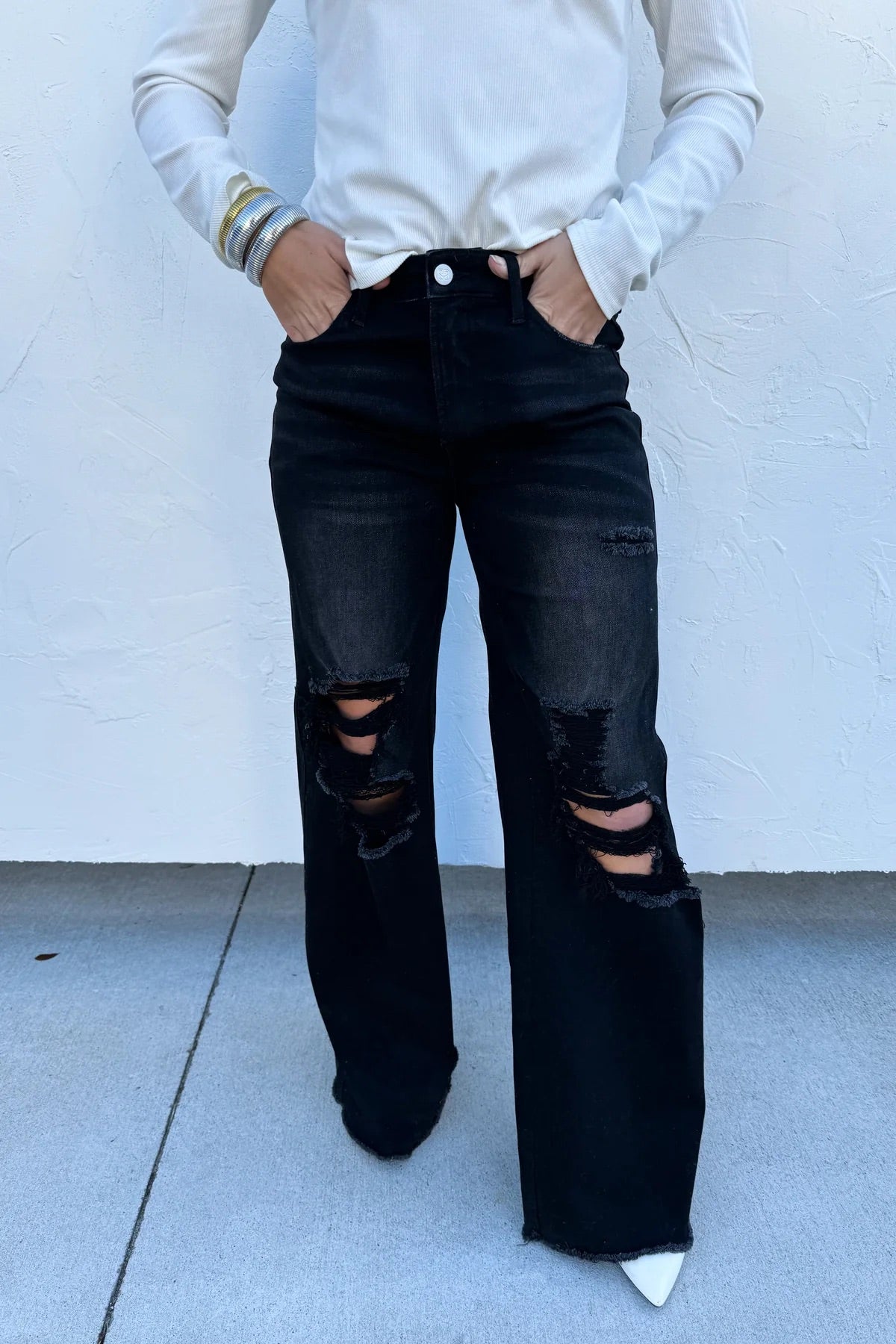 Black Blakeley Distressed Dad Jean