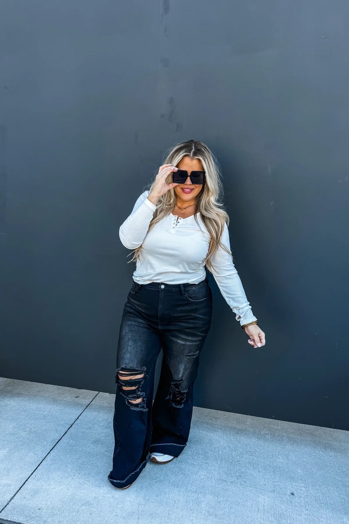 Black Blakeley Distressed Dad Jean