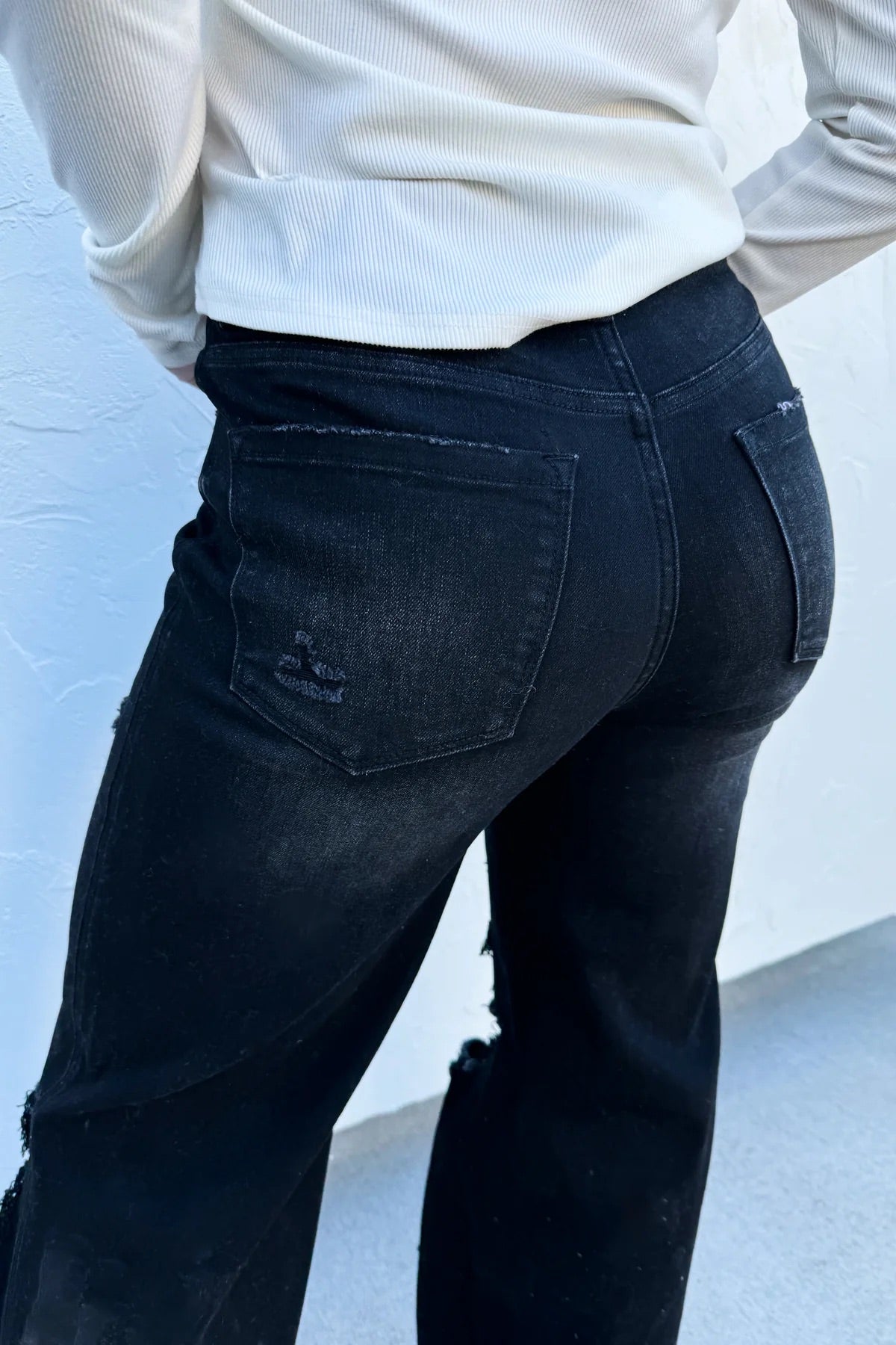Black Blakeley Distressed Dad Jean