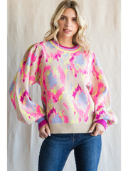 Haven’t You Heard Pink Abstract Sweater