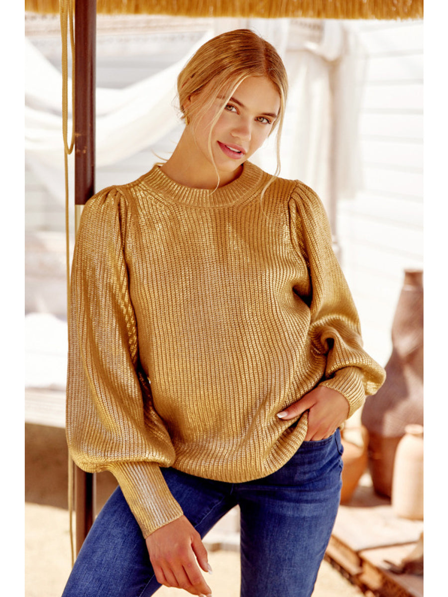 Makin’ Me Stay Metallic Sweater