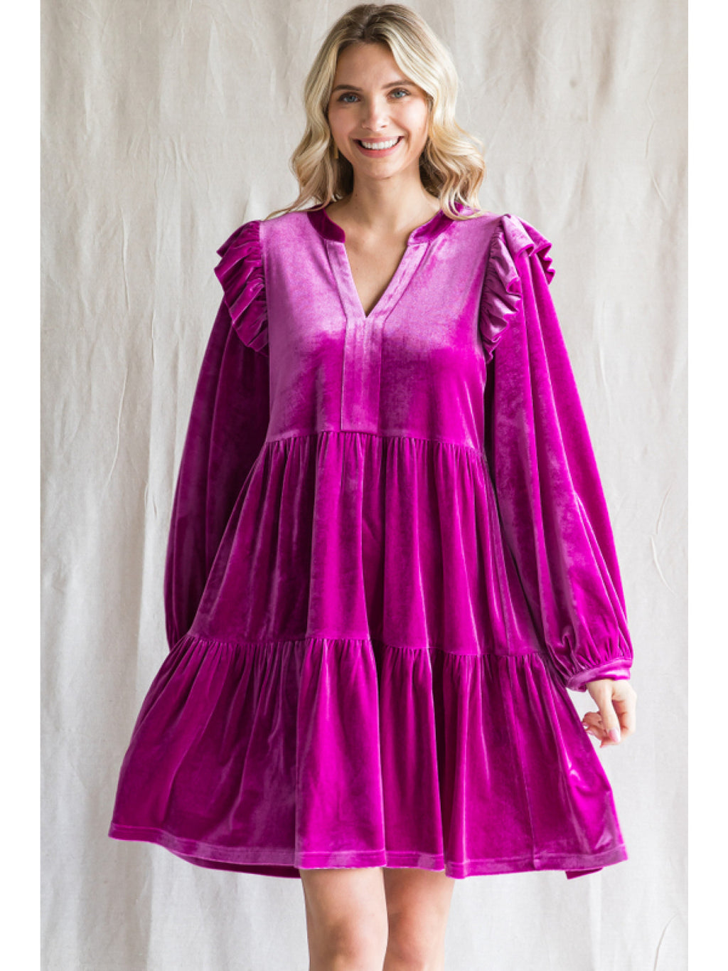As Free As The Wind V Neck Velvet Dress
