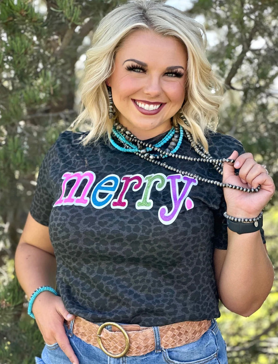 Merry In Colorful Glitter Tee