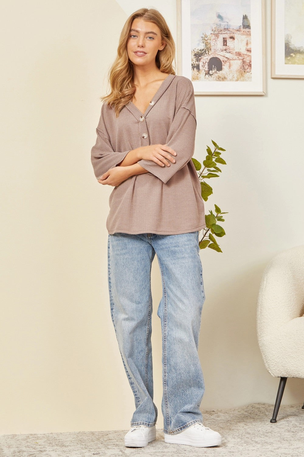 Two Tone Thermal Top-Mocha