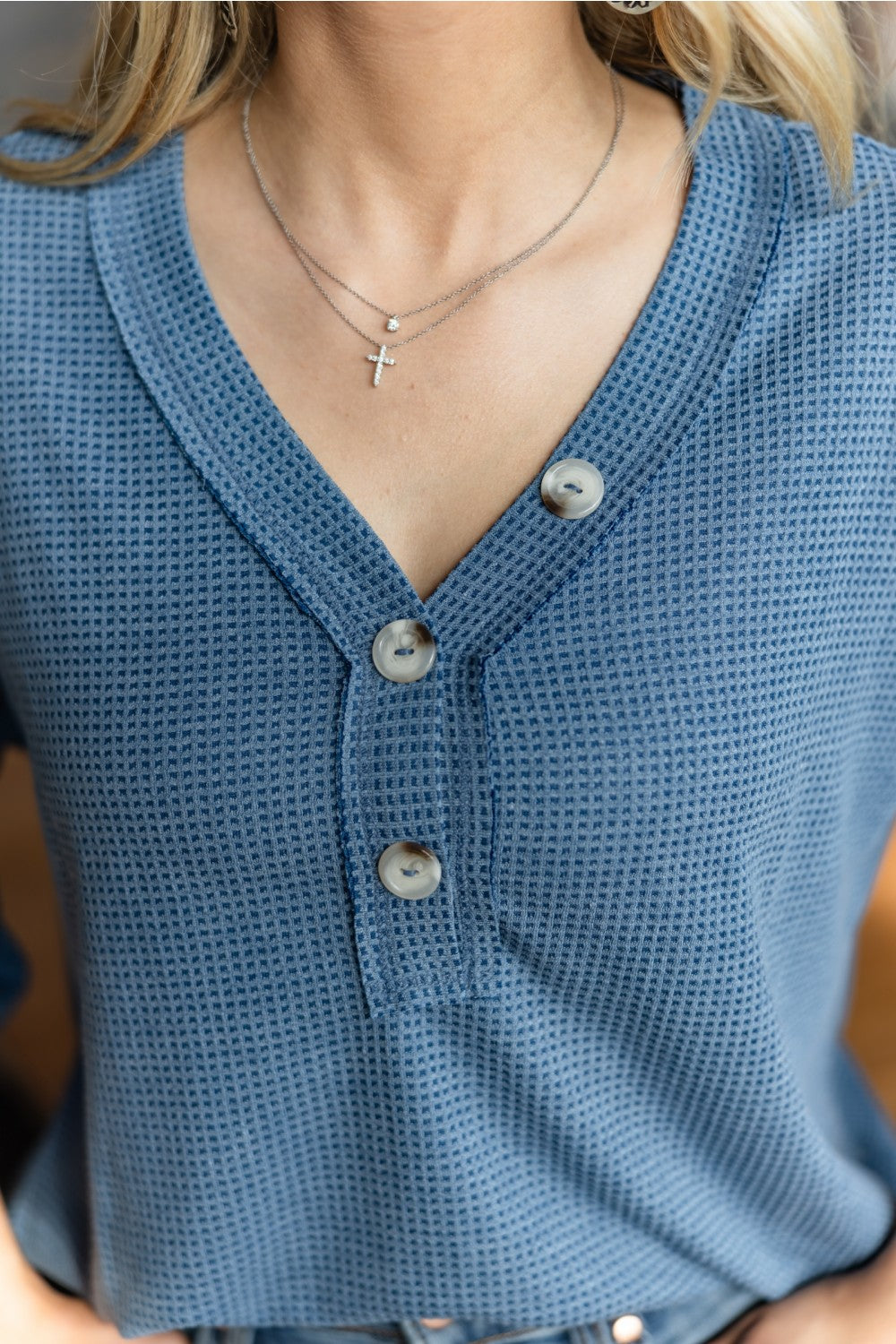 Two Tone Thermal Top- Navy