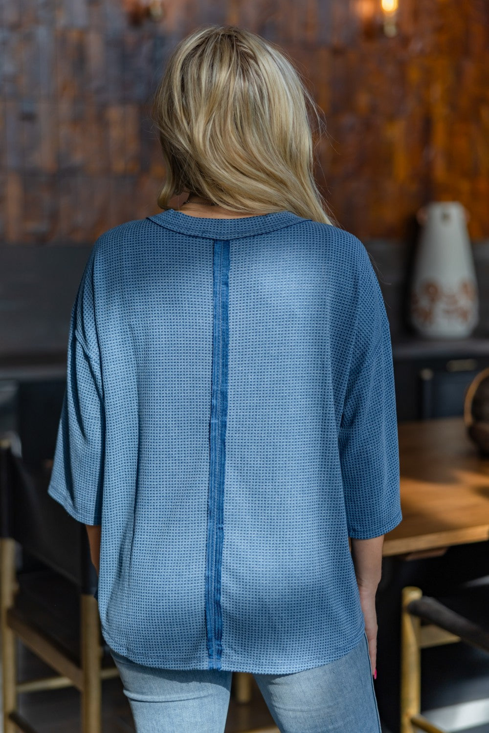 Two Tone Thermal Top- Navy