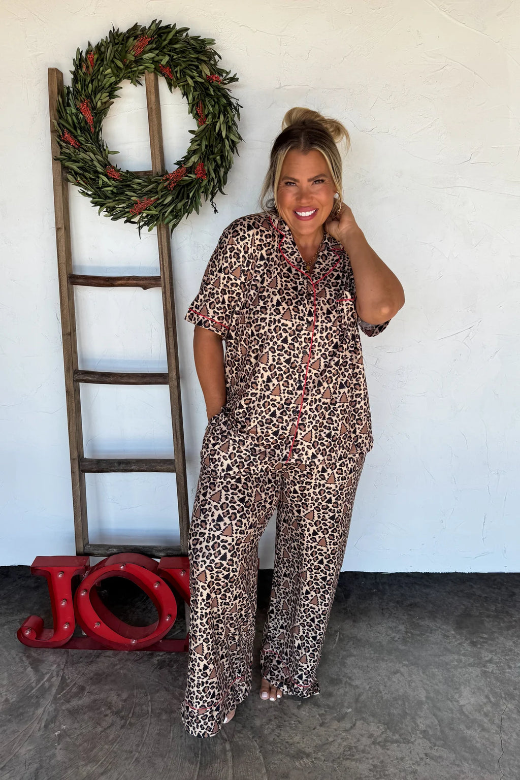 Cheetah Christmas Luxe Blakeley Pajamas - Preorder
